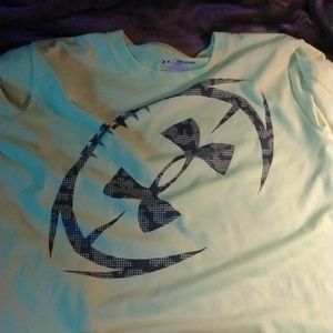 Under armor, yellow t shirt, athletic material, never worn